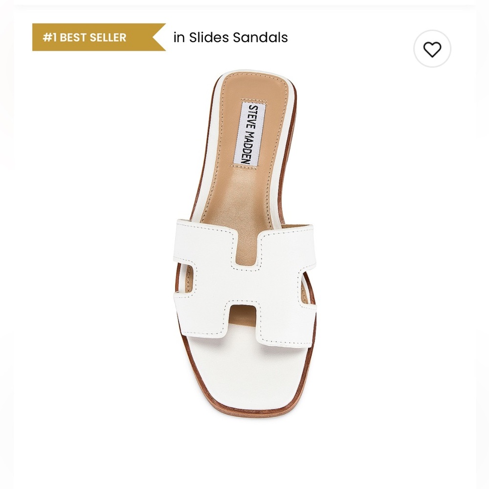 Steve Madden White Leather Slide Sandals